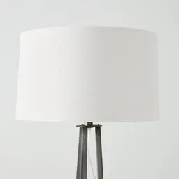 	Rogers Brushed Graphite Floor Lamp - White Linen Lamp Shade