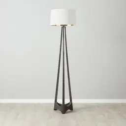 	Rogers Brushed Graphite Floor Lamp - White Linen Lamp Shade