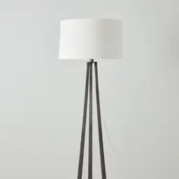 	Rogers Brushed Graphite Floor Lamp - White Linen Lamp Shade
