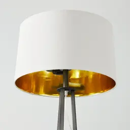 	Rogers Brushed Graphite Floor Lamp - White Linen Lamp Shade