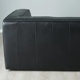 Anver Black Leather 4-Seater Sofa