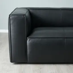 Anver Black Leather 4-Seater Sofa