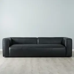 Anver Black Leather 4-Seater Sofa