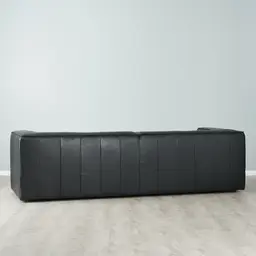 Anver Black Leather 4-Seater Sofa