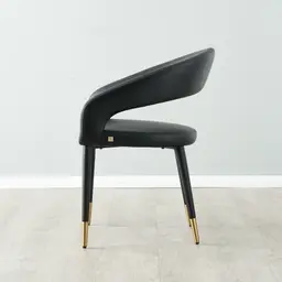 Moulin Black Vegan Leather Dining Chair - Brushed Gold Legs