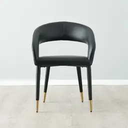 Moulin Black Vegan Leather Dining Chair - Brushed Gold Legs