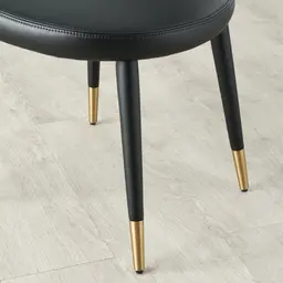 Moulin Black Vegan Leather Dining Chair - Brushed Gold Legs