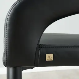 Moulin Black Vegan Leather Dining Chair - Brushed Gold Legs
