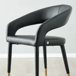 Moulin Black Vegan Leather Dining Chair - Brushed Gold Legs