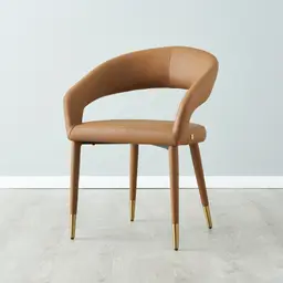 Moulin Walnut Vegan Leather Dining Chair - Brushed Gold Legs