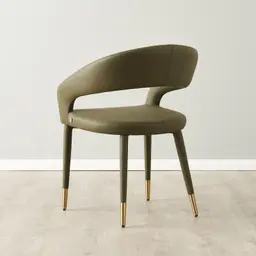 Moulin Sage Green Vegan Leather Dining Chair - Brushed Gold Legs