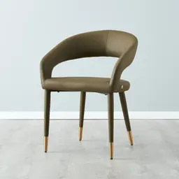 Moulin Sage Green Vegan Leather Dining Chair - Brushed Gold Legs