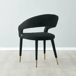 Moulin Black Boucle Dining Chair - Brushed Gold Legs