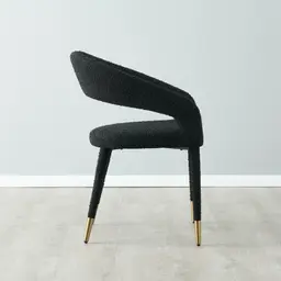 Moulin Black Boucle Dining Chair - Brushed Gold Legs