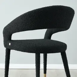 Moulin Black Boucle Dining Chair - Brushed Gold Legs