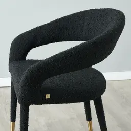 Moulin Black Boucle Dining Chair - Brushed Gold Legs