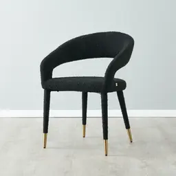 Moulin Black Boucle Dining Chair - Brushed Gold Legs