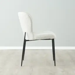Hailey Snow White Boucle Dining Chair - Black Legs