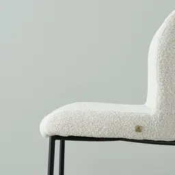 Hailey Snow White Boucle Dining Chair - Black Legs