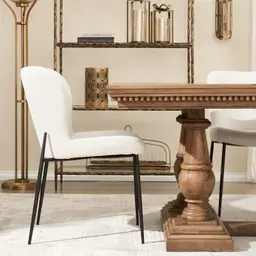 Hailey Snow White Boucle Dining Chair - Black Legs