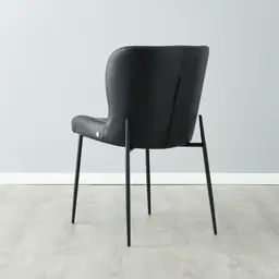 Hailey Black Vegan Leather Dining Chair - Black Legs