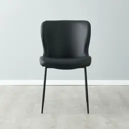 Hailey Black Vegan Leather Dining Chair - Black Legs