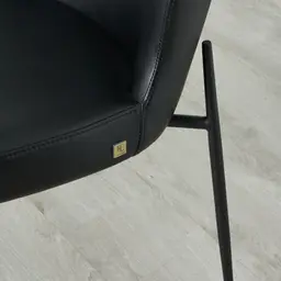 Hailey Black Vegan Leather Dining Chair - Black Legs