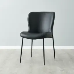 Hailey Black Vegan Leather Dining Chair - Black Legs