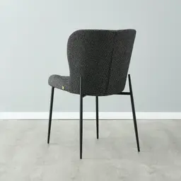Hailey Cosmos Black Woven Fabric Dining Chair - Black Legs