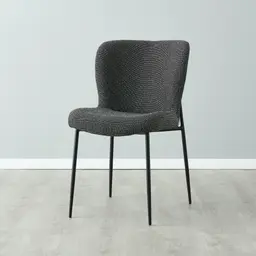 Hailey Cosmos Black Woven Fabric Dining Chair - Black Legs