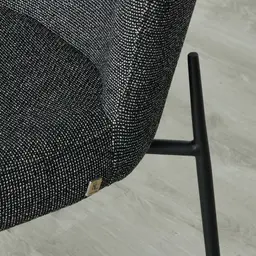 Hailey Cosmos Black Woven Fabric Dining Chair - Black Legs