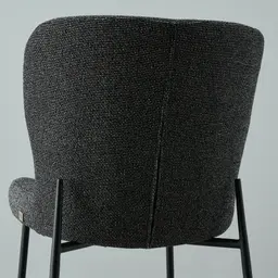 Hailey Cosmos Black Woven Fabric Dining Chair - Black Legs