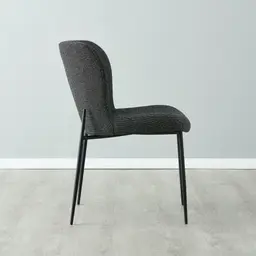 Hailey Cosmos Black Woven Fabric Dining Chair - Black Legs