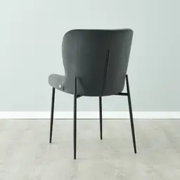 Hailey Charcoal Velvet Dining Chair - Black Legs 