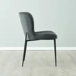 Hailey Charcoal Velvet Dining Chair - Black Legs 