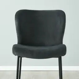 Hailey Charcoal Velvet Dining Chair - Black Legs 