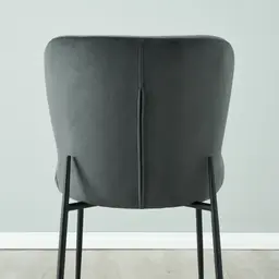 Hailey Charcoal Velvet Dining Chair - Black Legs 