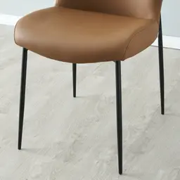 Hailey Walnut Vegan Leather Dining Chair - Black Legs