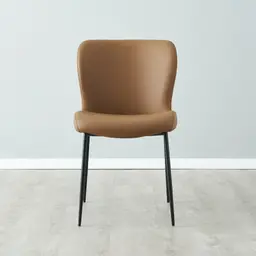 Hailey Walnut Vegan Leather Dining Chair - Black Legs