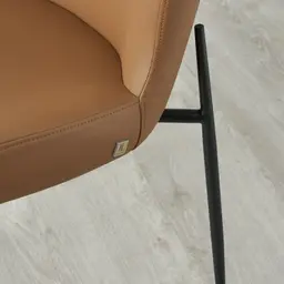 Hailey Walnut Vegan Leather Dining Chair - Black Legs