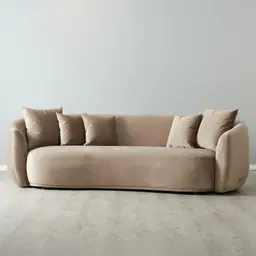 Everett Beige Velvet 3 Seater Sofa
