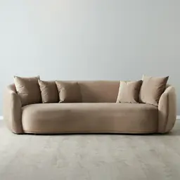 Everett Beige Velvet 3 Seater Sofa