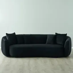 Everett Onyx Black Velvet 3 Seater Sofa