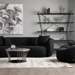 Everett Onyx Black Velvet 2 Seater Sofa