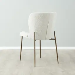 Hailey Snow White Boucle Dining Chair - Bronze Legs