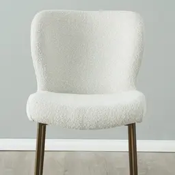 Hailey Snow White Boucle Dining Chair - Bronze Legs