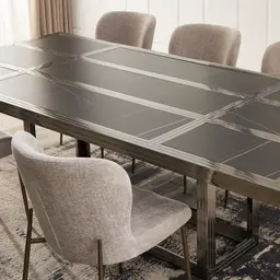 Hailey Vintage Grey Fabric Dining Chair - Bronze Legs