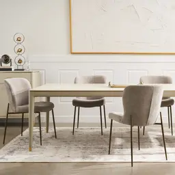 Hailey Vintage Grey Fabric Dining Chair - Bronze Legs