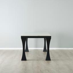 Melody Natural White Marble Dining Table - Black Stainless Steel Legs 160cm x 90cm