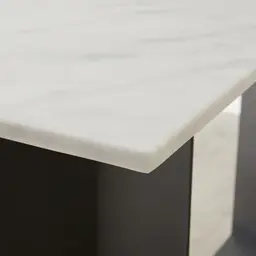 Isla Natural White Marble Dining Table - Black Metal Legs